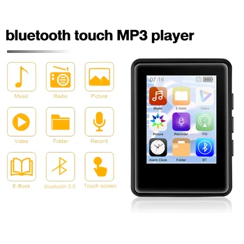 1,8-дюймовый сенсорный Музыкальный плеер MP3 MP4 Bluetooth 5.0 MP3-Плеер Портативный FM-будильник Воспроизведение видео Электронная книга Музыкальный плеер MP4 Walkman
