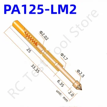 100ШТ Пружинный Тестовый Штифт PA125-LM P125-LM Тестовый зонд Pogo Pin PA125-LM2 Длина 33,35 мм Dia2.02mm Диаметр головки Штифта 2,5 мм Тестовый инструмент для печатных плат