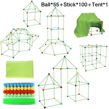 155 шт./компл., Строительные блоки для Форта, набор кирпичей для палатки, Детские игры с мячом, развивающие игрушки для детей, подарки, Детские игрушки