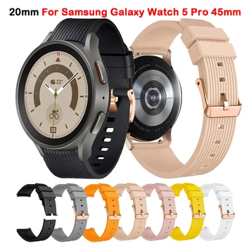 20 мм Ремешок Для Часов Samsung Galaxy Watch 5 Pro 45 мм Силиконовый Спортивный Браслет Galaxy Watch 4 5 40 мм 44 мм Классический 42 мм 46 мм Ремешок