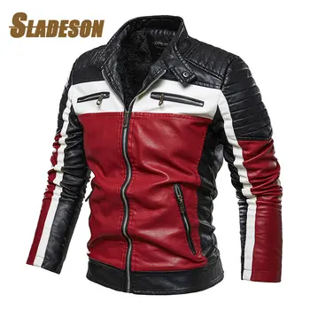 2023 Зимняя куртка Мужская Мотоциклетная кожаная куртка С высококачественной шерстяной подкладкой, Светоотражающая полоса, Ретро Уличное ветрозащитное велосипедное пальто, Мужское