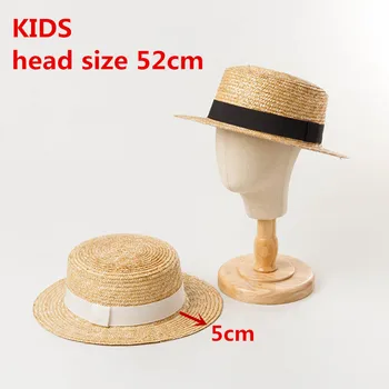202305-shi chic дропшиппинг классическая ручная работа из натуральной соломы 52 см размер головы для мальчиков и девочек, детские фетровые шляпы, детская панама, джазовая шляпа