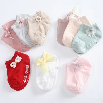 3 Пары/лот, Весенне-осенние Носки для новорожденных, Хлопковые Нескользящие детские носки для девочек, Носки до щиколоток в стиле Принцессы