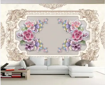 3d обои с фотообоями на заказ Европейский узор цветы в гостиной домашний декор 3D фотообои на стену