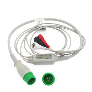 5 шт./ЛОТ, Совместимый 3-проводный кабель AHA Snap ECG для монитора пациента Comen C60 C80 12Pin