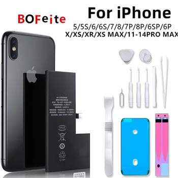 BoFeite 100% Новый Оригинальный Аккумулятор Для Телефона Apple iPhone 5 5S 5C SE 6 6S 7 8 Plus X XS MAX XR 11 12 13 14 Реальной Емкости Bateria
