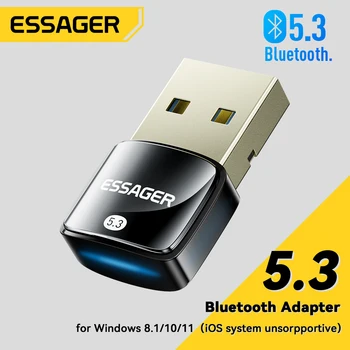 Essager USB Bluetooth 5.3 Адаптер для ключей для ПК, ноутбука, динамика, Беспроводной мыши, наушников, клавиатуры, музыкального аудиоприемника, передатчика