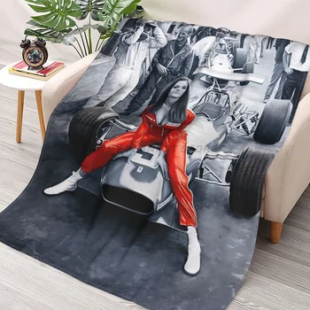 Ferrari 312F1 & Lady In Red Набрасывает одеяла-Коллаж из фланели, ультра-Мягкое теплое одеяло для пикника, покрывало на кровать