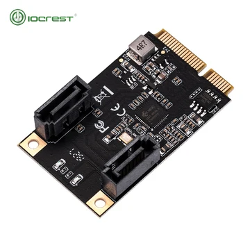IOCREST 2 Порта SATA III Полноразмерная карта высокоскоростного контроллера Mini PCIE 3.0 Gen3 зеленого цвета IO-MPE40150