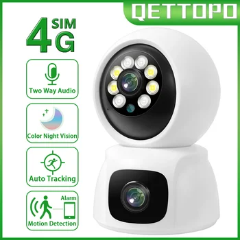Qettopo 4K 8MP 4G Двухобъективная PTZ-камера с Двойным Экраном AI Human Auto Tracking Безопасность Дома в Помещении IP-камера Видеонаблюдения OKAM