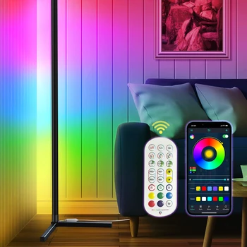 RGB Современный угловой торшер, светодиодный светильник для атмосферы интерьера, Гостиная, Спальня, Домашнее искусство, декор 