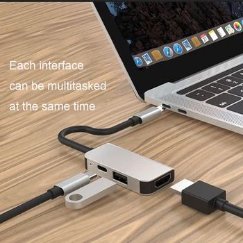 USB-концентратор для ноутбука, USB C-концентратор, USB 3.0 PD, 87 Вт, адаптер быстрой зарядки для MacBook Pro, Usb C, HDMI 4k, концентратор, 3 порта, концентратор, разветвитель