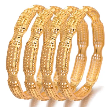 Wando 4 шт./лот, высококачественные браслеты золотого цвета из Дубая для женщин, Мужские золотые браслеты, африканские эфиопские ювелирные изделия