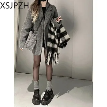 Xsjpzh S-XL Шерстяное пальто Женское Дизайнерское Нишевое Шерстяное Пальто 2023 Весеннее Новое Утолщенное Зимнее Модное Пальто В Стиле Хепберн