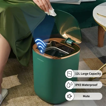 Автоматическое мусорное ведро для ванной комнаты с интеллектуальным датчиком, Роскошная индукционная корзина для мусора для кухни, мусорное ведро для туалета