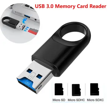 Алюминиевый Мини-USB 3,0 Адаптер Для чтения карт памяти Портативный USB3.0 Высокоскоростной Считыватель Карт памяти TF Card Для TF SD Компьютера Ноутбука