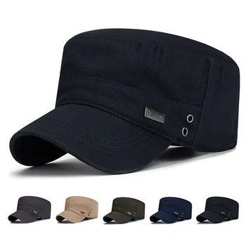 Винтажная мужская шляпа с плоским верхом, Регулируемые Армейские военные шляпы, Кадетский стиль, Мужская и женская армейская кепка, Уличная солнцезащитная шляпа для рыбаков