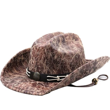 Винтажная шляпа в стиле Вестерн с широкими полями, Универсальная шляпа для костюма Хэллоуина, Подростковая Ковбойская шляпа HXBA