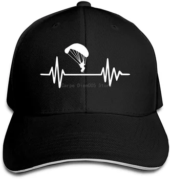 Женская и мужская бейсболка Heartbeat, Хлопковая плоская шляпа для прыжков с парашютом, Регулируемые Кепки в стиле ретро для занятий спортом и на открытом воздухе, черная