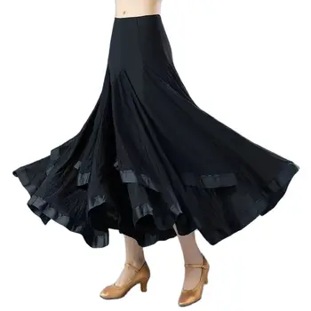 Женская юбка, Женский танцевальный костюм, вальс фламенко, юбка для бальных танцев, Многослойные испанские юбки с большими размахами