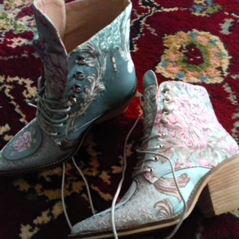 Женские ботильоны, бесплатная доставка, большие размеры, длина 22-26,5 см, женская обувь, зимняя женская модная универсальная обувь с цветочной вышивкой