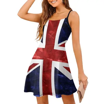 Женское платье-слинг с флагом Юнион Джек в стиле Гранж, Графическое платье с юмором, Новинка, Сексуальное женское платье для отпуска