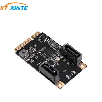Карта адаптера SSD-накопителя XT-XINTE Mini PCIE MPCI E 3.0 на SATA 3.0 Добавляет 2 порта SATA с полноразмерным слотом Mini PCI-e с кабелем Sata