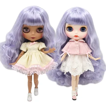 Ледяная кукла DBS Blyth с фиолетовыми смешанными волосами и белой/темной кожей, индивидуальное матовое лицо, обнаженное Совместное тело BL6005/1049