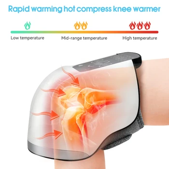 Массажер для колен, сжимающий воздух с инфракрасным глубоким нагревом для облегчения боли в коленях, тугоподвижных суставах, зарядка через USB, светодиодный индикатор, сенсорный экран