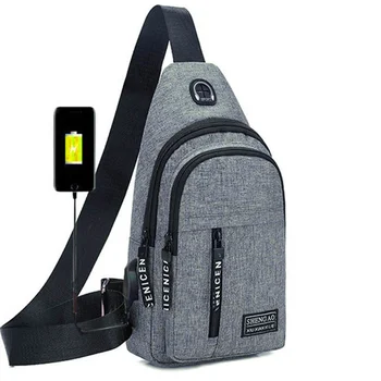 Модная Мужская нагрудная сумка с USB-зарядкой, спортивные дорожные сумки через плечо, Водонепроницаемая мужская сумка-мессенджер, повседневная сумка-слинг