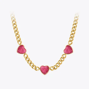 Модное ожерелье с красным сердцем для женщин, ожерелья из нержавеющей стали, Модные ювелирные изделия золотого цвета, ожерелье для Женщин на Хэллоуин, P3271