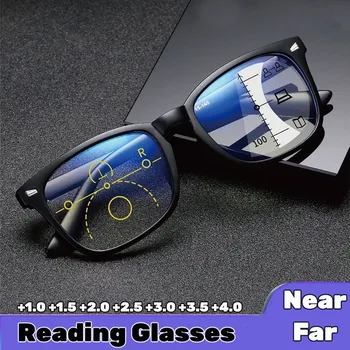 Модные Мультифокальные очки для чтения, Женские, мужские, Бифокальные очки с блокировкой синего света, Дальние и ближние очки, очки высокой четкости