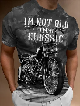 Мотоциклетная футболка Мужская с 3D принтом, короткий рукав, Винтажная классическая футболка Для мужчин, Байкерские рубашки для уличной езды, Топы, футболка Оверсайз