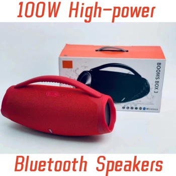 Мощные динамики Bluetooth Мощностью 100 Вт, Портативный наружный сабвуфер, 3D Стереоколонка объемного звучания, Музыкальный центр с FM-радио Бумбокс