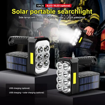Мощные светодиодные фонари, перезаряжаемые на солнечной батарее, мощный фонарик, Ультра яркий уличный многофункциональный портативный фонарик-прожектор