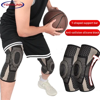 Наколенник TopRunn, Компрессионный рукав для поддержки колена с гелевыми накладками на коленную чашечку и боковыми стабилизаторами, Наколенники для бега, Обезболивающее, ACL