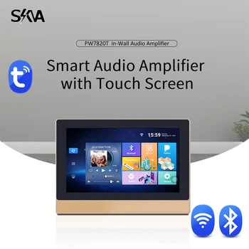 Настенный усилитель TUYA с Wi-Fi Bluetooth Android 8.1 Сенсорный экран Двухзонный музыкальный плеер Поддержка усилителя мощности Польский Арабский английский