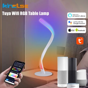 Настольная лампа Tuya Smart RGB LED Спиральная настольная лампа WiFi Bluetooth С дистанционным затемнением Symphony Прикроватная тумбочка Колонки Настольная лампа с голосовым управлением