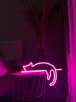 Неоновые вывески с кошками для декора стен, светодиодные неоновые светильники с регулируемой яркостью, работающие от USB, украшения для спальни, бара, комнаты для девочек, любителей кошек