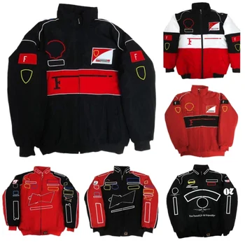 Одежда фанатов гоночных автомобилей Формулы-1, американская куртка, хлопчатобумажная осенне-зимняя одежда с полной вышивкой, куртка для езды на мотоцикле
