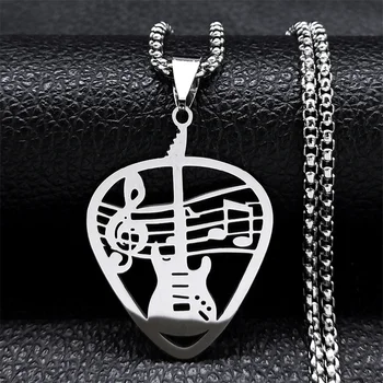 Ожерелье с подвеской для медиатора для женщин/Мужчин, цепочка из нержавеющей стали, цепочка для музыкальных нот в стиле панк-рок, подарок для вечеринки, Ювелирный воротник