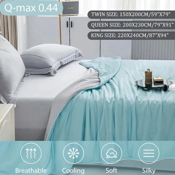 Охлаждающее одеяло для кровати, Шелковистое стеганое одеяло с кондиционером, легкое охлаждаемое летнее одеяло с двухсторонней охлаждающей тканью