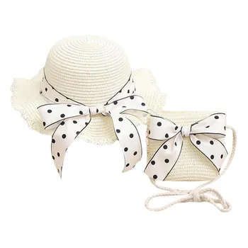 Очаровательная соломенная шляпа и сумка через плечо для маленьких девочек - идеально подходят для пляжа и летних путешествий с широкими полями, бантом и