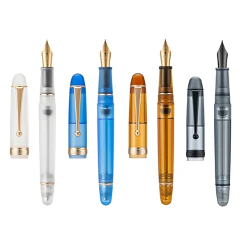 Перьевая ручка с вакуумным наполнением Asvine V126 EF/F/M, Красивый Прозрачный Коричневый/Матово-синий, Белый Акриловый Подарочный набор Для Письма