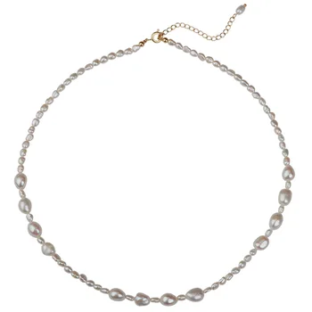 Ретро Простое ожерелье из натурального жемчуга в стиле барокко, женская цепочка на ключицу