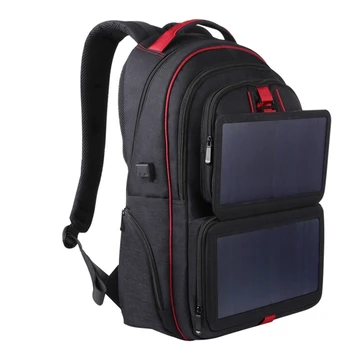 Рюкзак На солнечной Батарее Мощностью 14 Вт, Рюкзак на солнечной батарее, сумка для ноутбука на открытом воздухе, большая емкость С внешним USB-портом для зарядки