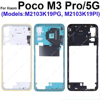 Средняя рамка корпуса для Xiaomi POCO M3 Pro M3 Pro 5G Средний держатель корпуса, замена ободка крышки на клавишу регулировки громкости