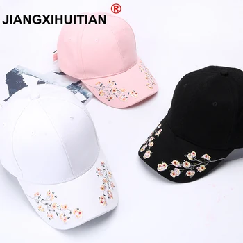 Шляпы Женская хлопковая бейсболка с вышивкой, бейсболки snapback, хип-хоп шляпы, бейсболка с цветами для девочек, бесплатная доставка